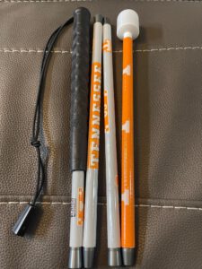 Orange and White University-of-Tennessee-Knoxville-Themed Folding Cane with orange and white tennessee logo Graphics