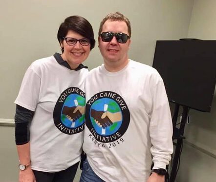Co-Founders Wendy and Jimmy Boehm in their You Cane Give T-shirts